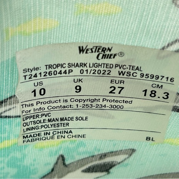 Western Chief Shark Chase Lighted Rain Boots Sz 10T - Picture 13 of 13